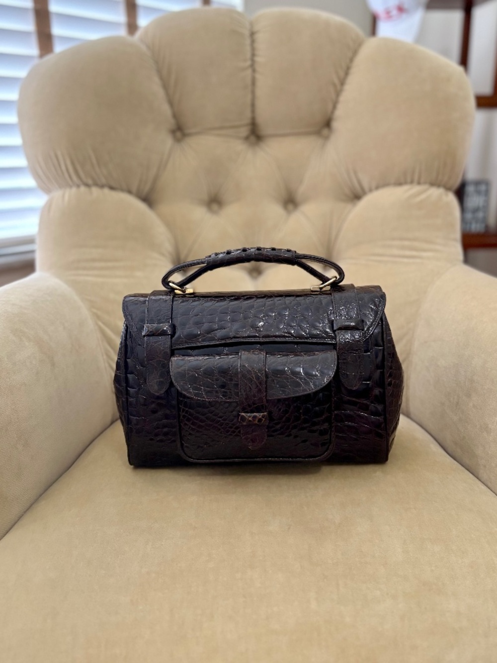 VTG Auth. TITTI DELL' ACQUA by MAXIMA Genuine Alligator Satchel Bag...GORGEOUS!